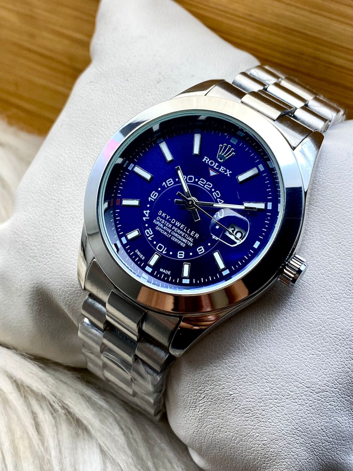 Rolex Sky Dweller Silver(Dark Blue Dial)